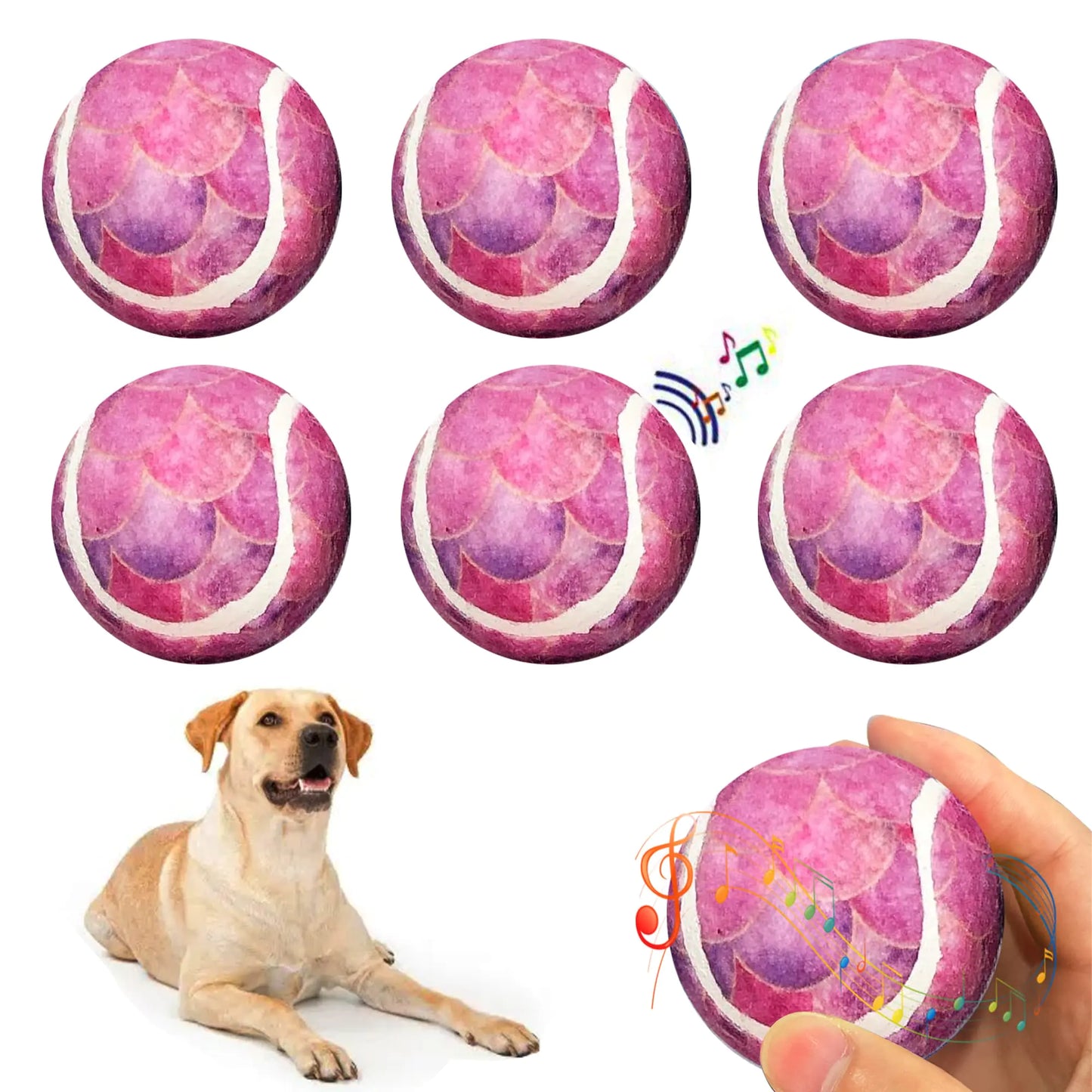 Tennis Balls for Dogs Funny Squeaky Dog Toys Chew Toys for Exercise and Training | 6 Pack Colorful Easy Catching Pet Dog Ball | 2.6" Pet Toys for Small Puppies Medium & Large Dogs