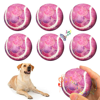 Tennis Balls for Dogs Funny Squeaky Dog Toys Chew Toys for Exercise and Training | 6 Pack Colorful Easy Catching Pet Dog Ball | 2.6" Pet Toys for Small Puppies Medium & Large Dogs