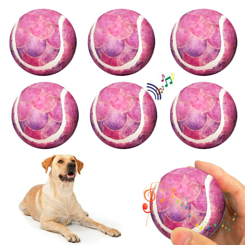 Tennis Balls for Dogs Funny Squeaky Dog Toys Chew Toys for Exercise and Training | 6 Pack Colorful Easy Catching Pet Dog Ball | 2.6" Pet Toys for Small Puppies Medium & Large Dogs